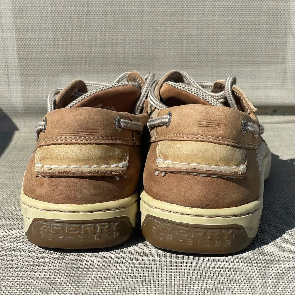 Sperry Top-Sider Brown Leather Mesh Boat Shoes Mens 10M Contour System 0195123